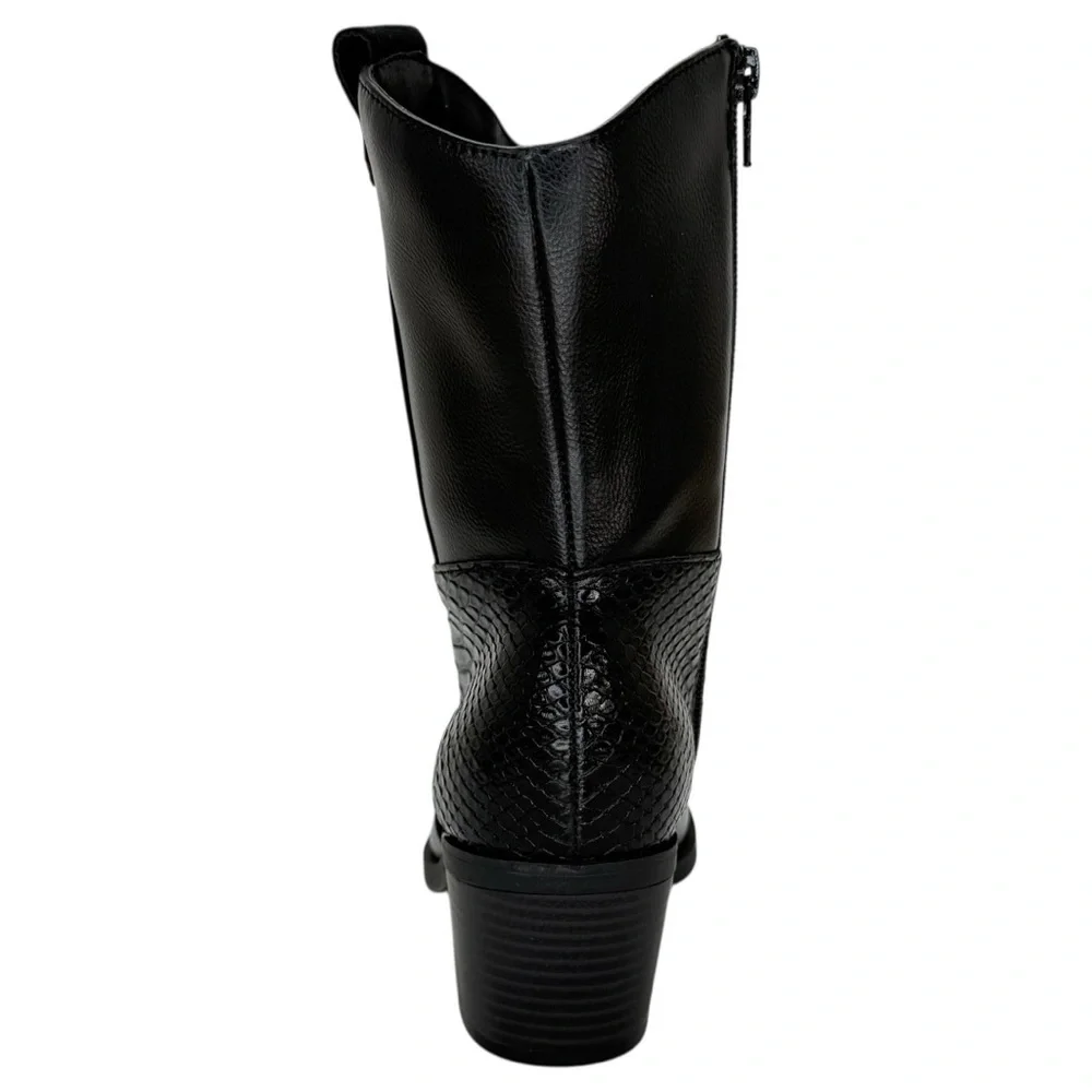 Sun + Stone Biancaa Black Faux Leather Western Womens Ankle Boots Size 6M - Picture 5 of 13